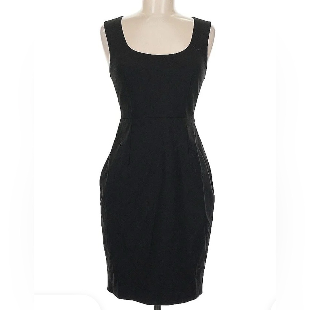 Express Black striped scoop neck Mini Cocktail Dress gold zipper